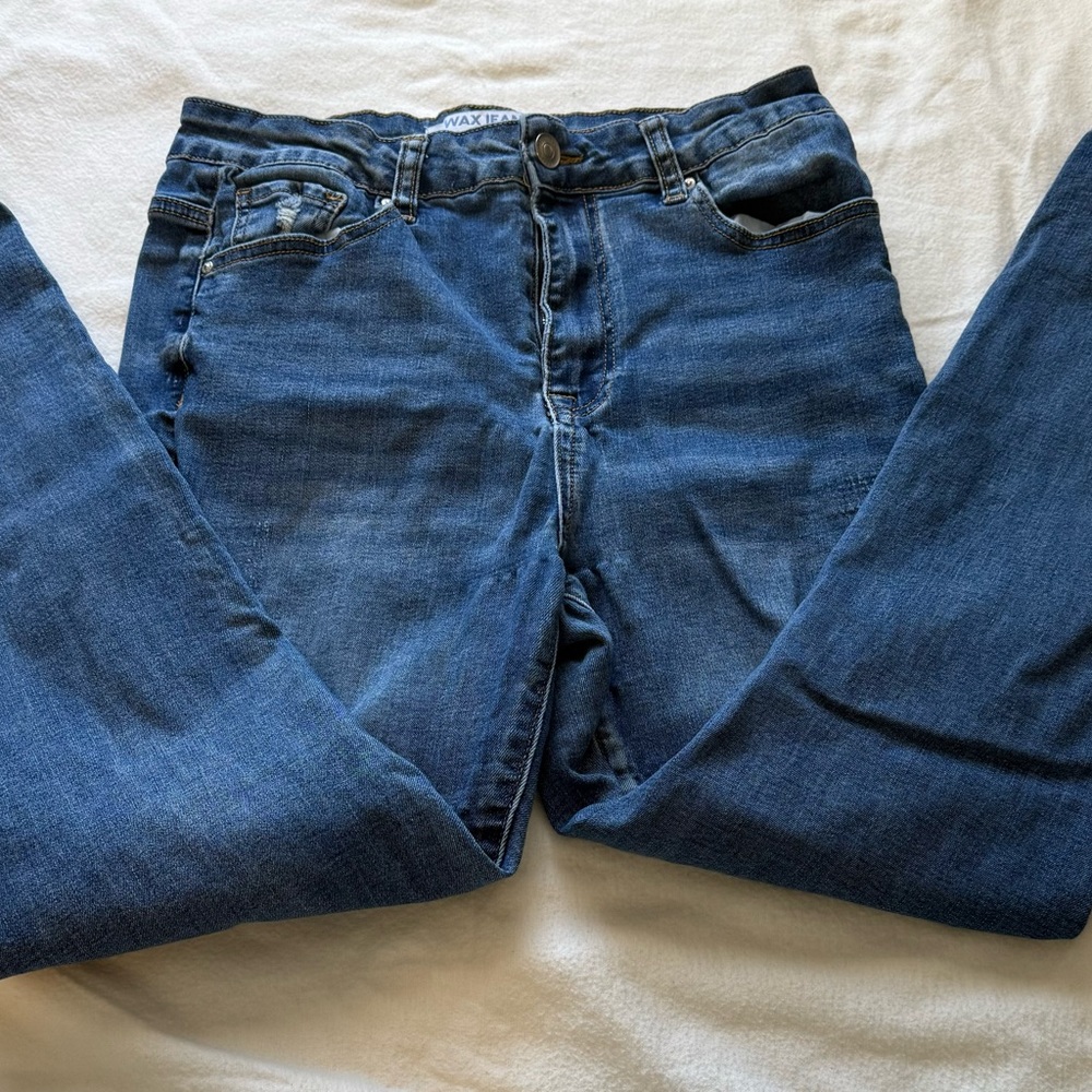 Wax Jean Women's Ripped Skinny Jeans in Blue - Picture 4 of 5